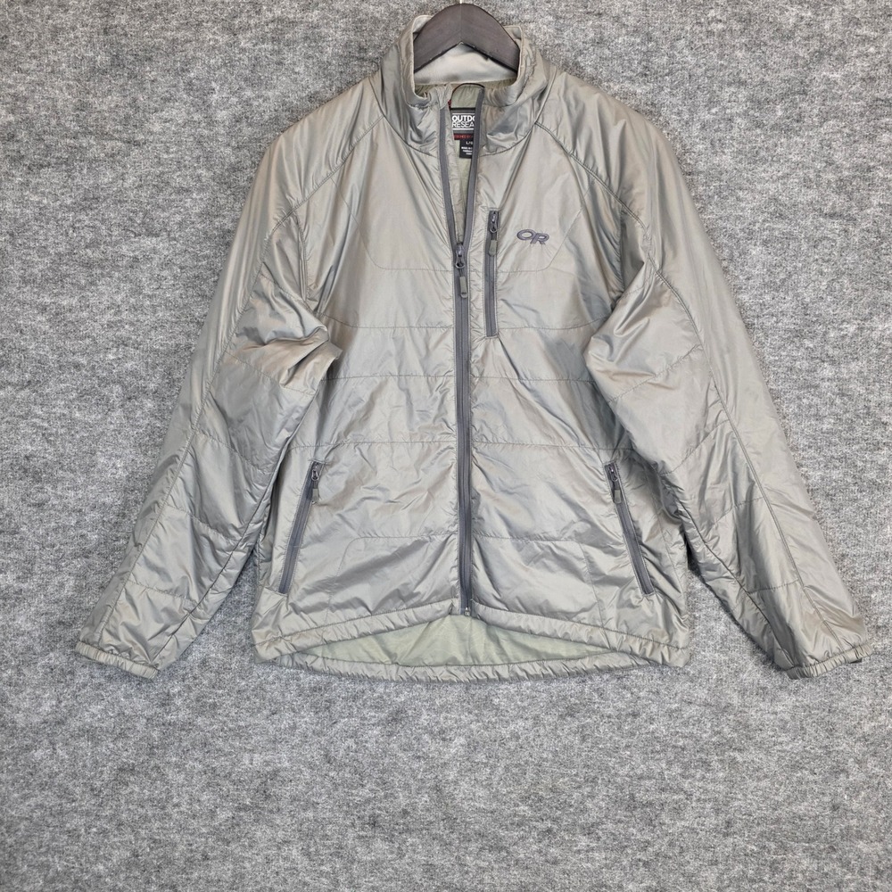 Outdoor Research Revel Trio Puffer Jacket Mens Large Gray Insulated Full Zip
